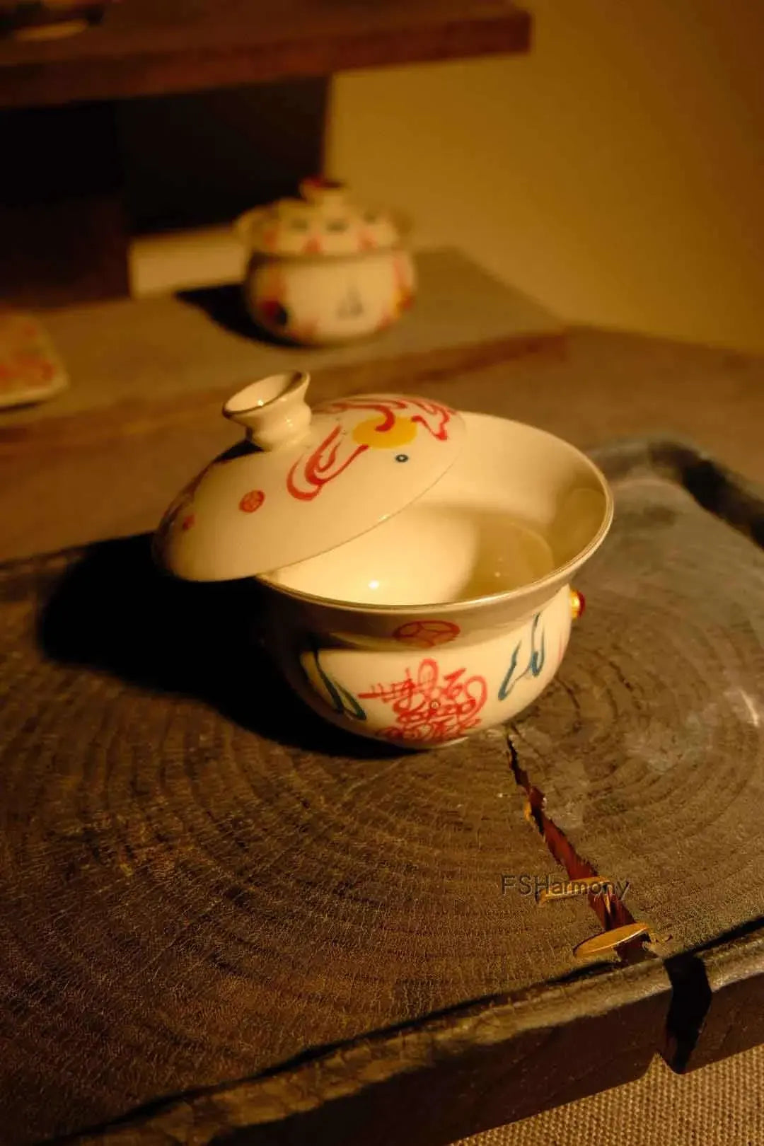 财神爷养财盖碗,以水生财,以茶养道