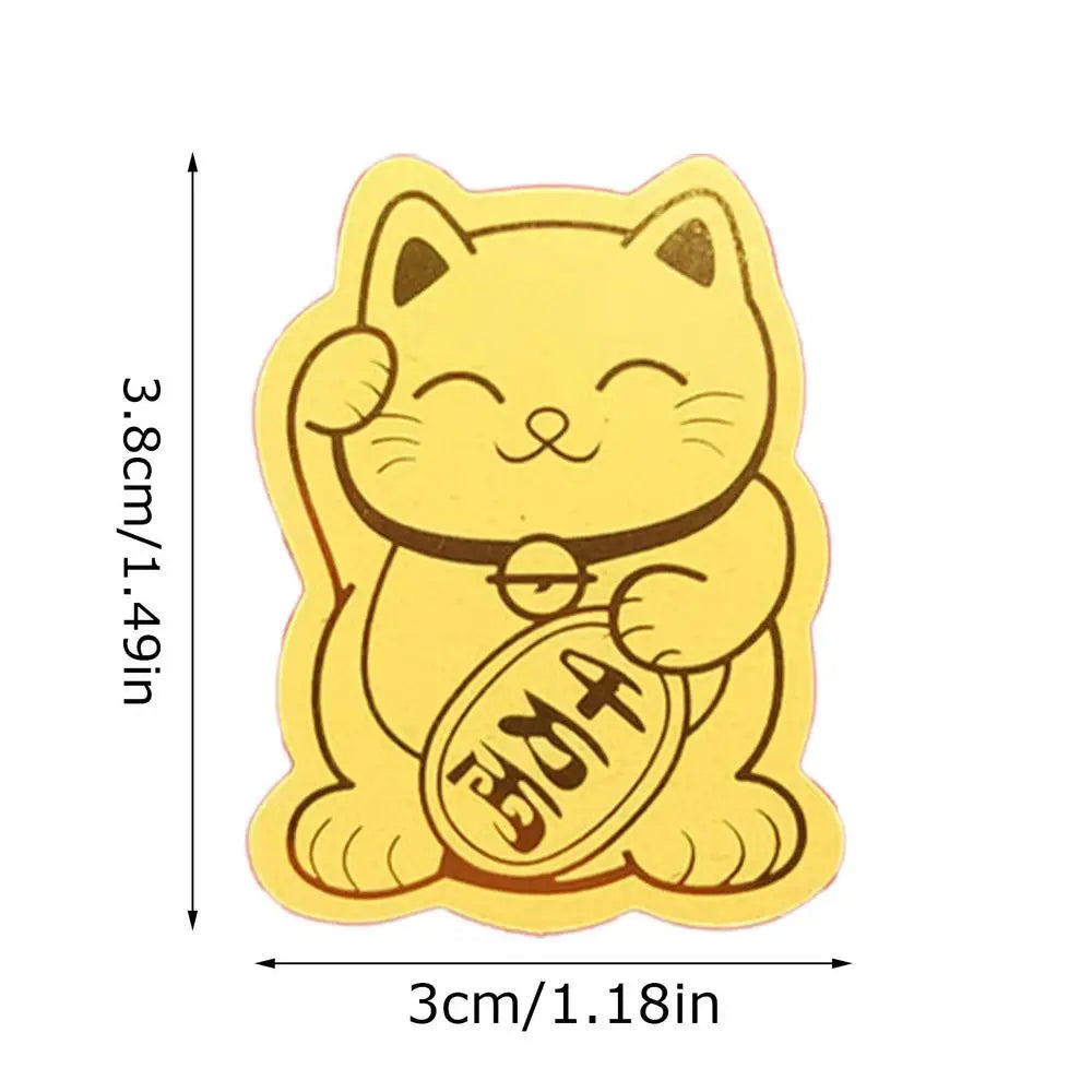 1PC Gold Foil Lucky Cat Mobile Phone Decoration Stickers Lucky Cats DIY Decoration Self-adhesive Patch New Year Sticker