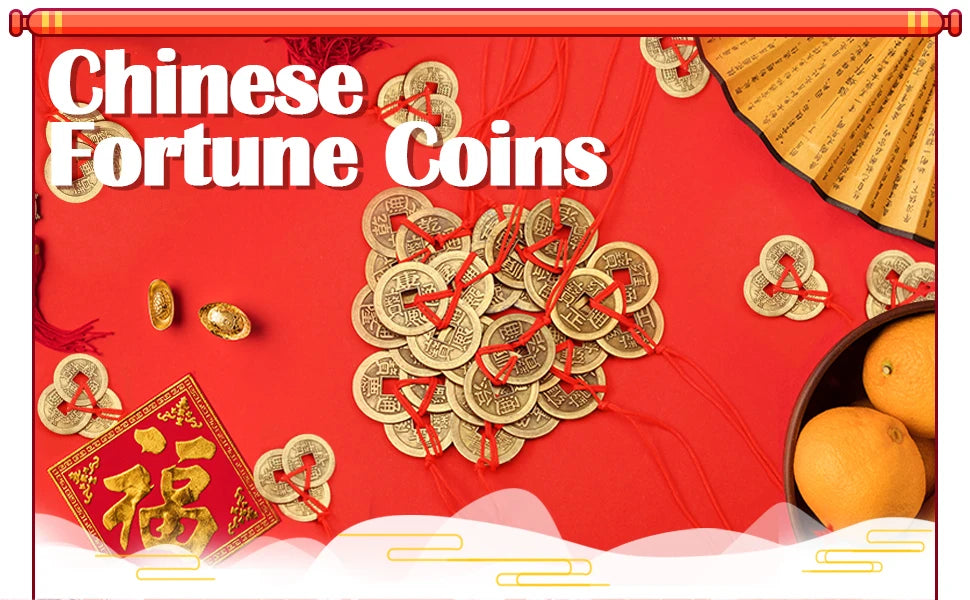 30 pieces of Chinese Feng Shui ancient traditional coins with red string