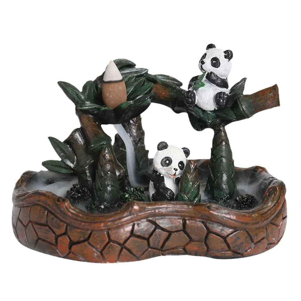 Resin Panda Backflow Incense Burner Incense Censer (Without Incense)