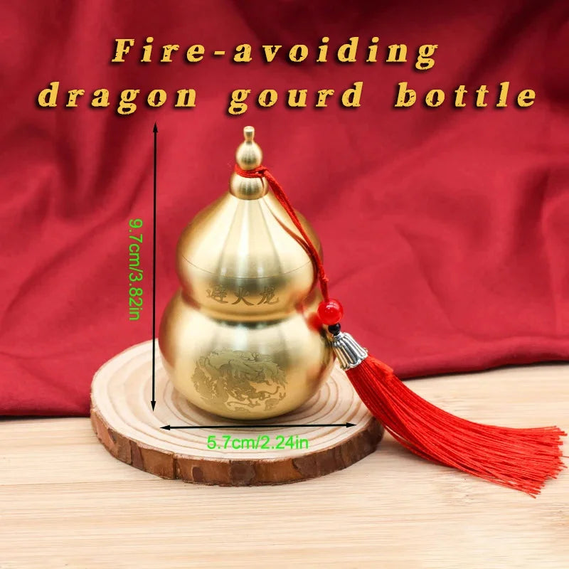 Fire Dragon， Fire avoidance in the kitchen Feng Shui Chinese Brass Wu Lou Gourd