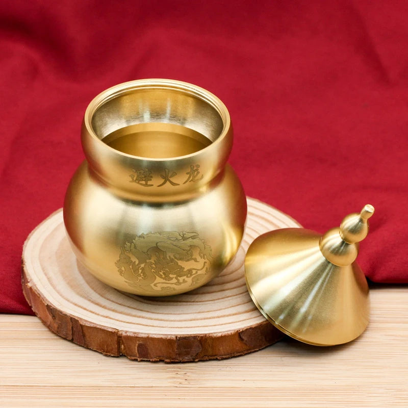 Fire Dragon， Fire avoidance in the kitchen Feng Shui Chinese Brass Wu Lou Gourd