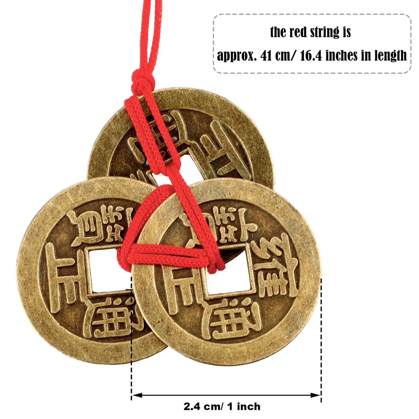 30 pieces of Chinese Feng Shui ancient traditional coins with red string
