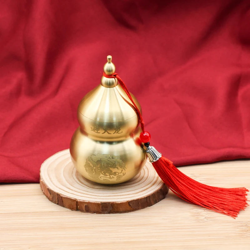 Fire Dragon， Fire avoidance in the kitchen Feng Shui Chinese Brass Wu Lou Gourd
