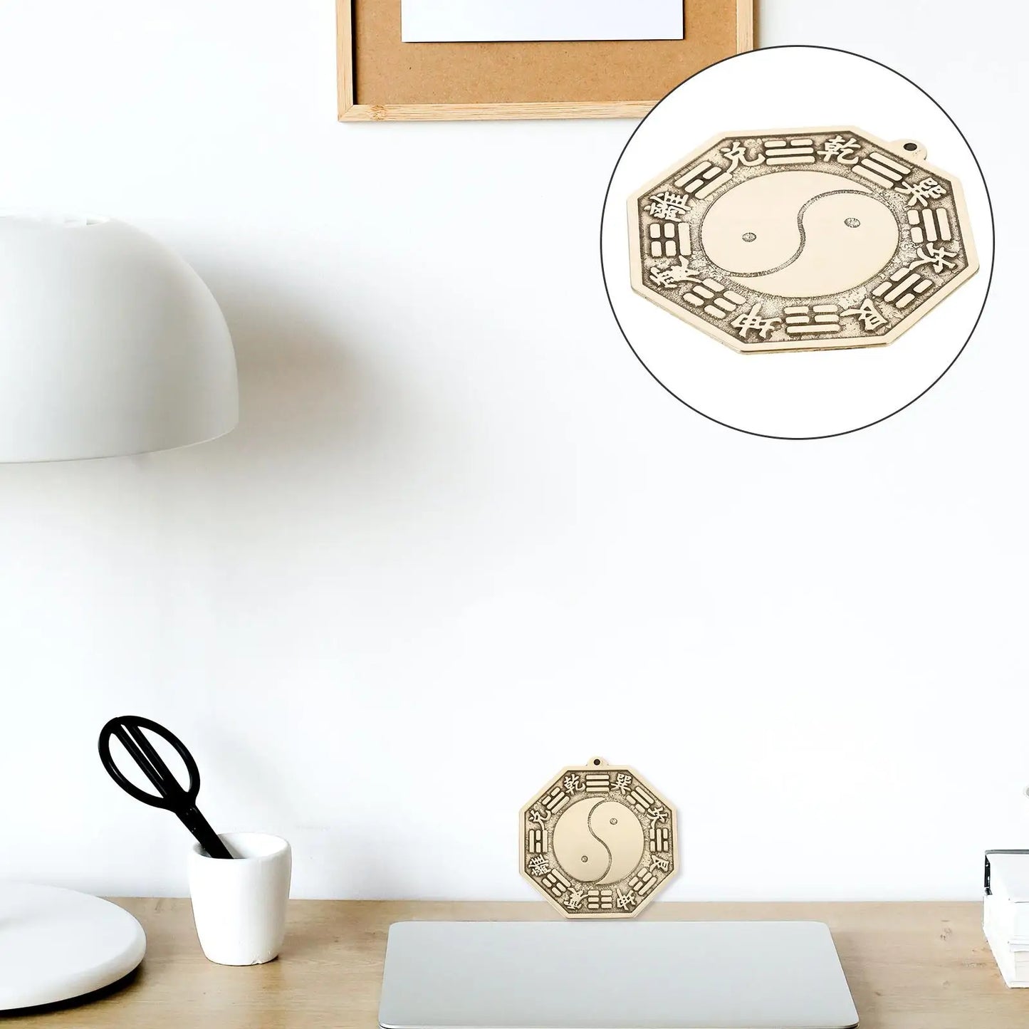 Feng Shui Tai-Chi Mirror Ornament Chinese Bagua Mirror Exorcise Evil Brass Tai-Chi Mirror Wall-Mounted Chinese Gossip Mirror
