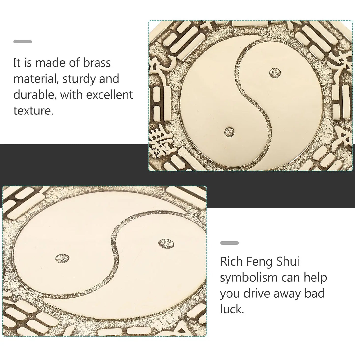 Feng Shui Tai-Chi Mirror Ornament Chinese Bagua Mirror Exorcise Evil Brass Tai-Chi Mirror Wall-Mounted Chinese Gossip Mirror