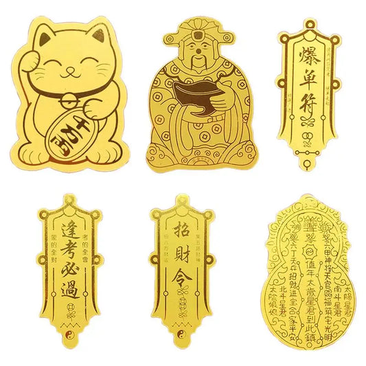 1PC Gold Foil Lucky Cat Mobile Phone Decoration Stickers Lucky Cats DIY Decoration Self-adhesive Patch New Year Sticker