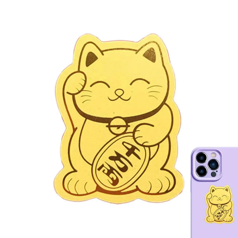 1PC Gold Foil Lucky Cat Mobile Phone Decoration Stickers Lucky Cats DIY Decoration Self-adhesive Patch New Year Sticker