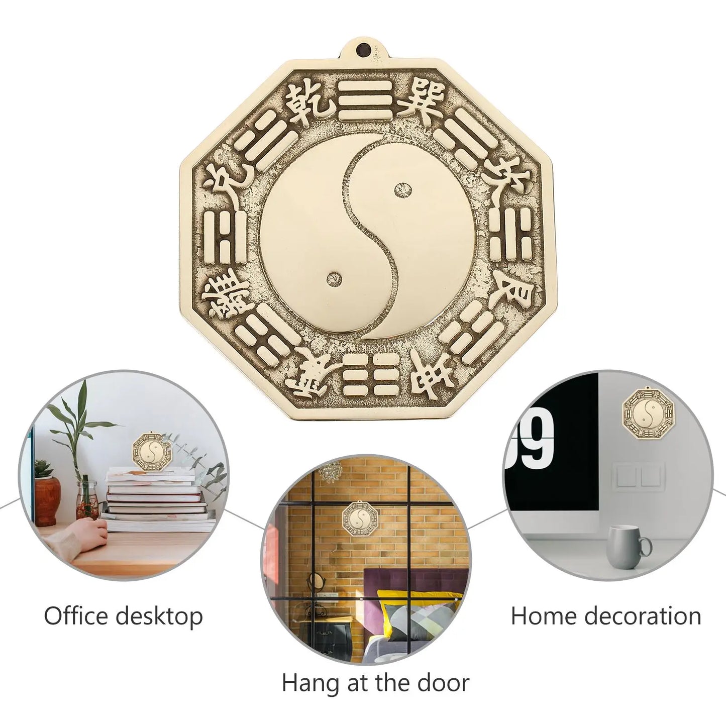 Feng Shui Tai-Chi Mirror Ornament Chinese Bagua Mirror Exorcise Evil Brass Tai-Chi Mirror Wall-Mounted Chinese Gossip Mirror
