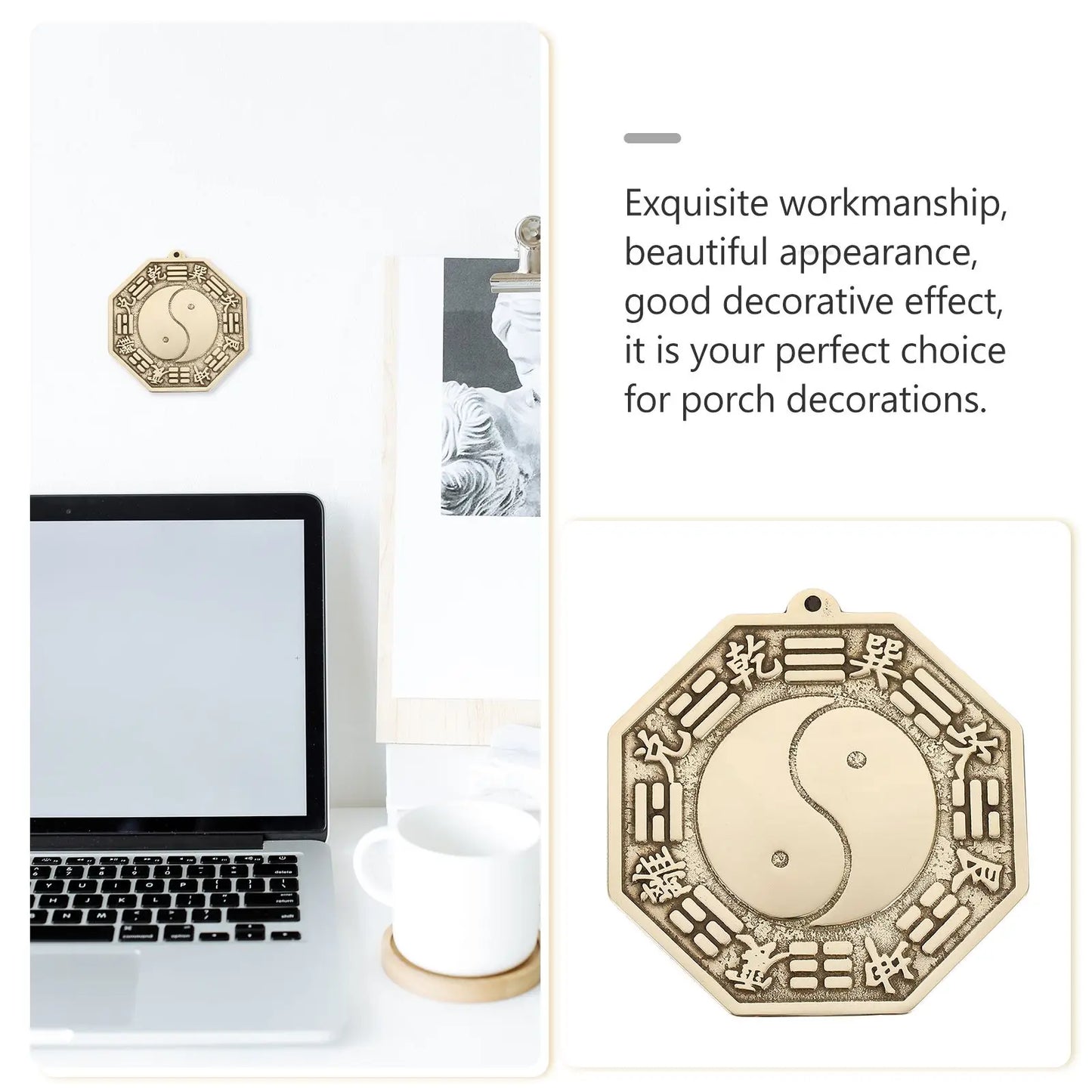 Feng Shui Tai-Chi Mirror Ornament Chinese Bagua Mirror Exorcise Evil Brass Tai-Chi Mirror Wall-Mounted Chinese Gossip Mirror
