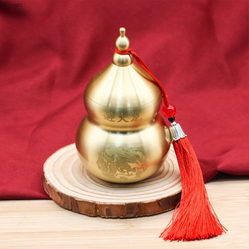 Fire Dragon， Fire avoidance in the kitchen Feng Shui Chinese Brass Wu Lou Gourd