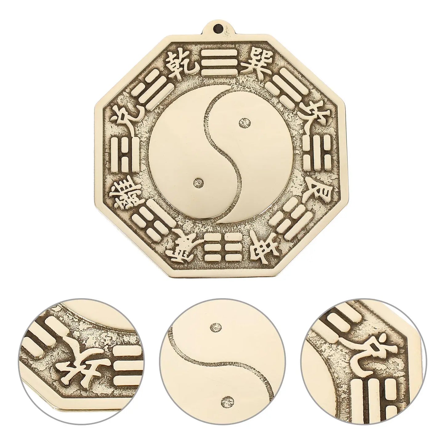 Feng Shui Tai-Chi Mirror Ornament Chinese Bagua Mirror Exorcise Evil Brass Tai-Chi Mirror Wall-Mounted Chinese Gossip Mirror